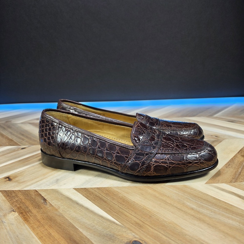 Zelli Italia Genuine Crocodile 🐊 Men Dress Shoe's Sz 11 M Brown Luxury Designer